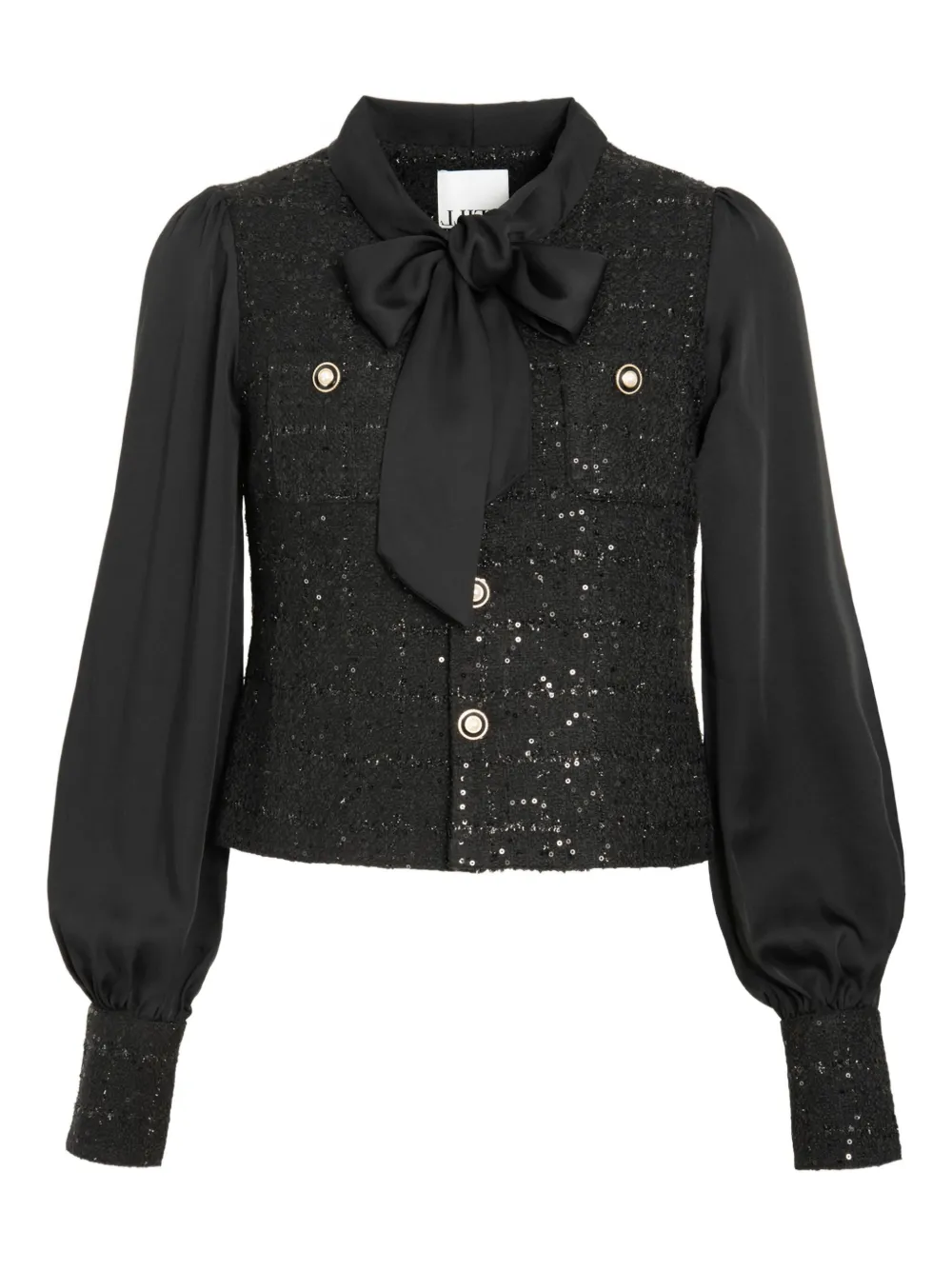 WEILL PARIS pussy bow tweed shirt | Black | Image 1