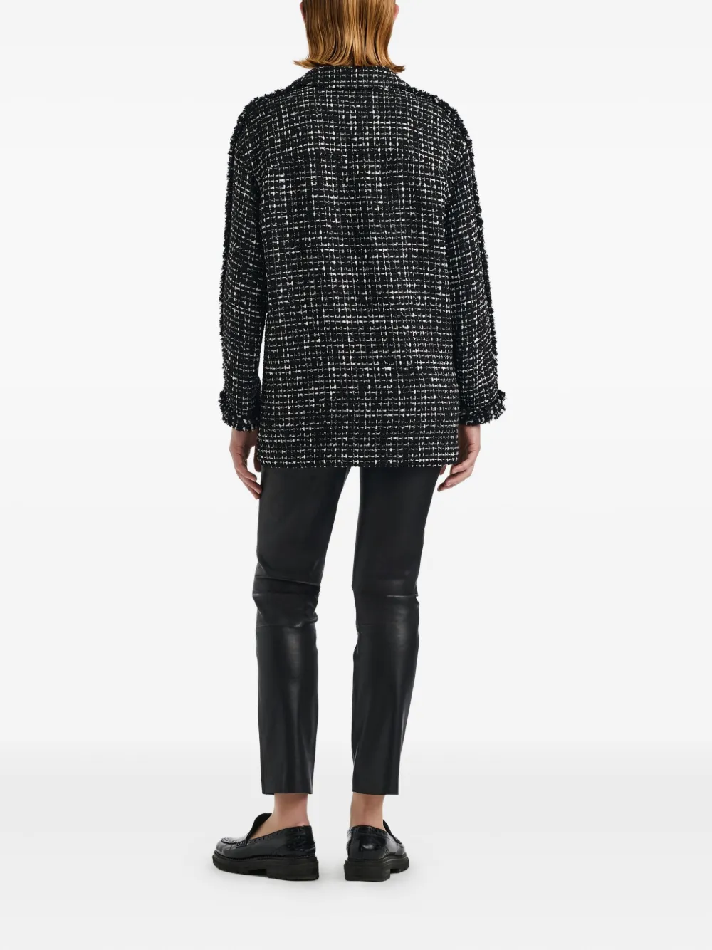 Weill Paris Fringed Tweed Overshirt In Black