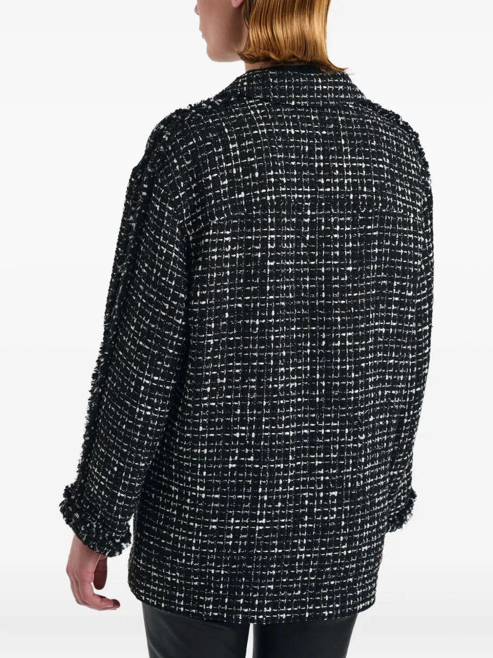 Weill Paris Fringed Tweed Overshirt In Black