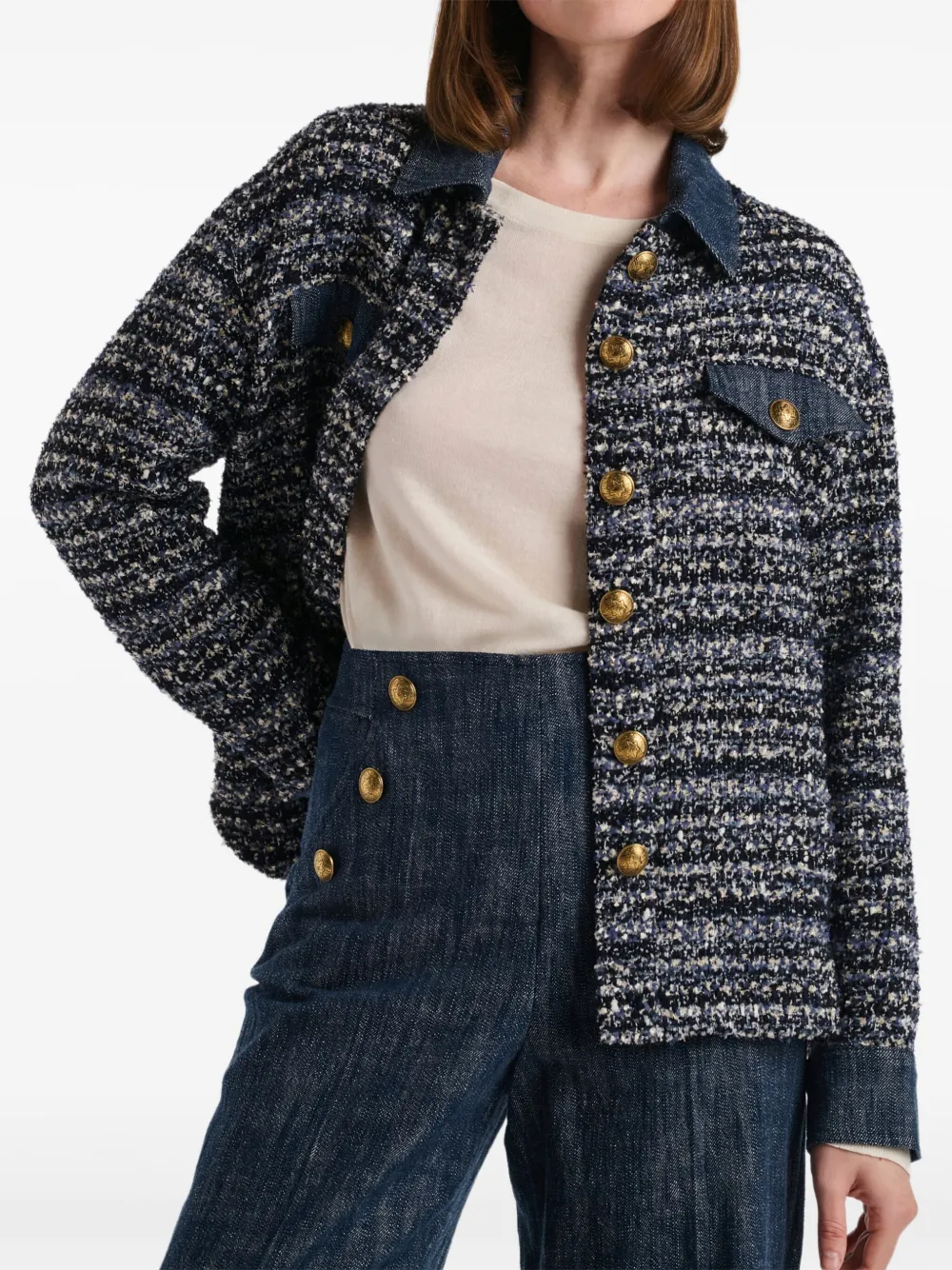 WEILL PARIS Tweed denim shirtjack Blauw