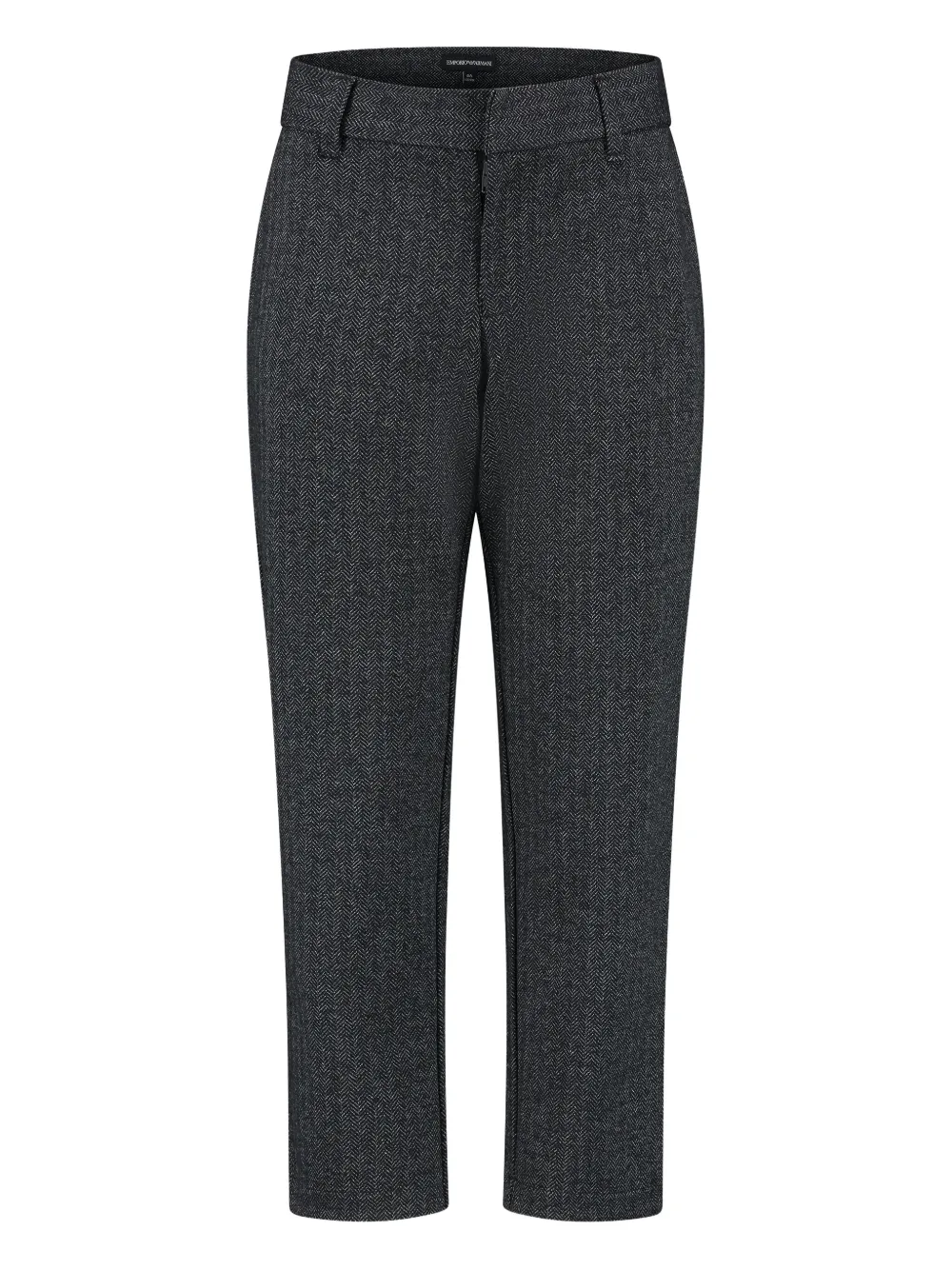 Emporio Armani Herringbone Trousers In Black