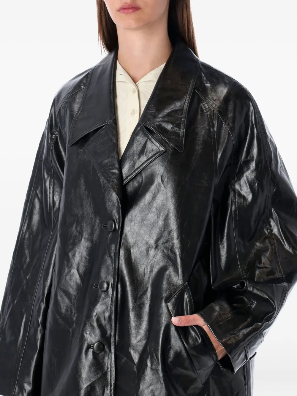 Low Classic Jas van imitatieleer Zwart