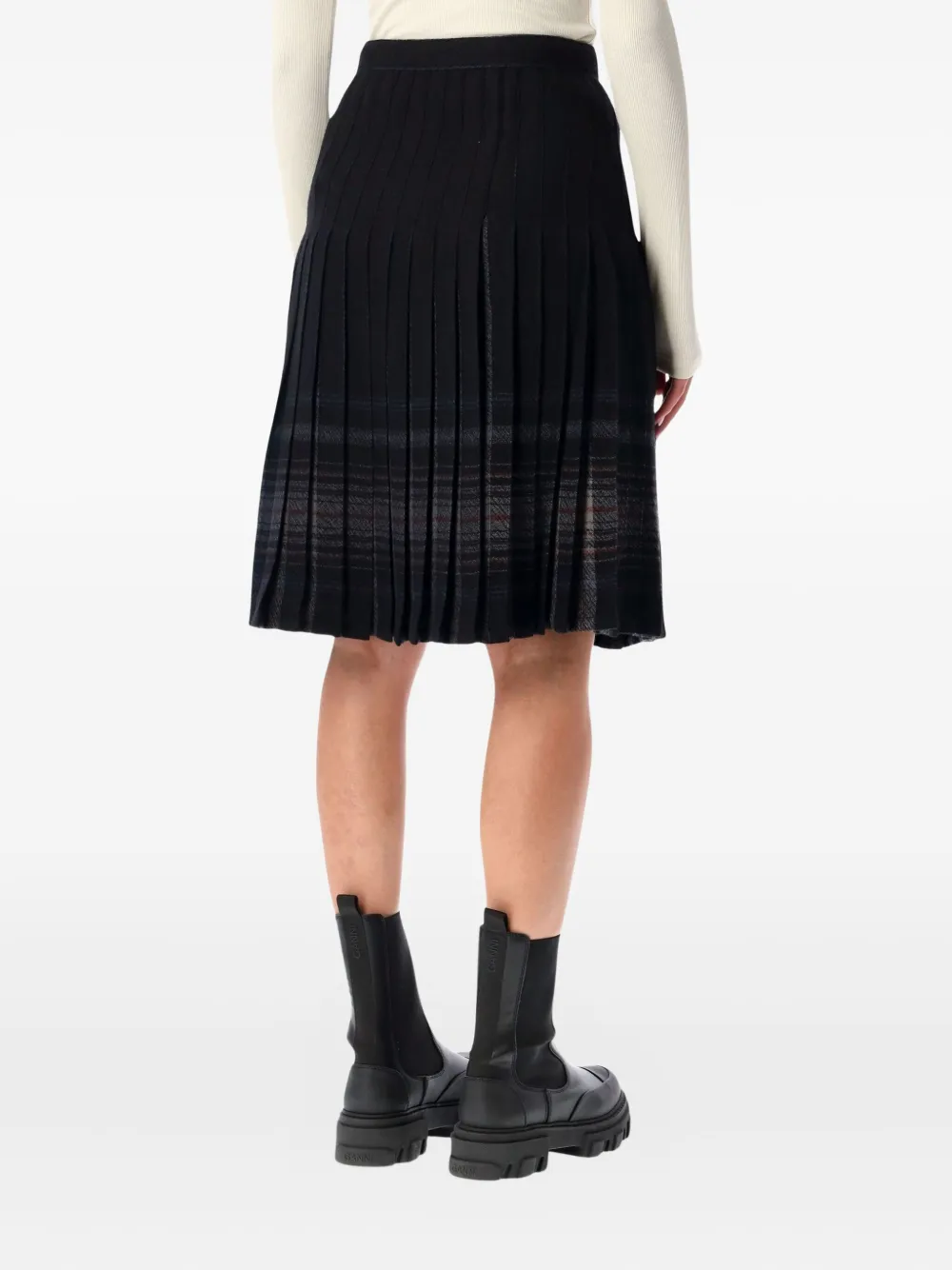 Low Classic pleated reversible midi skirt - Zwart