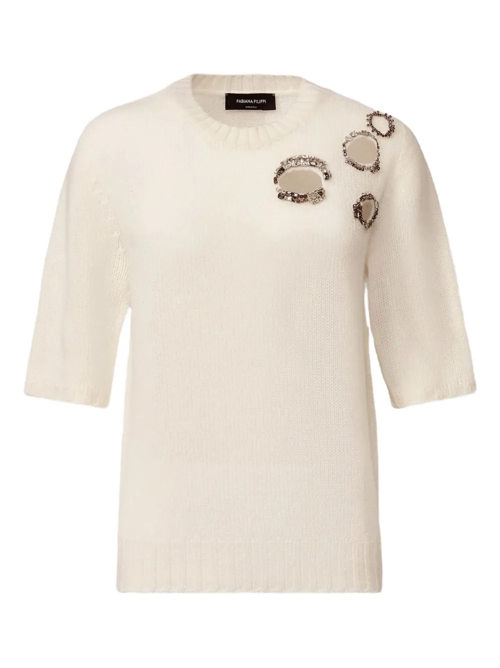 Fabiana Filippi Jewel-embroidery Cut-out Sweater In Neutral