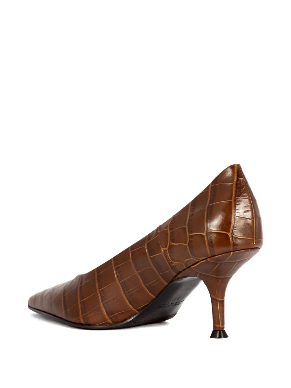 Lella Baldi 50mm Crocodile-effect Pointed Pumps In Brown