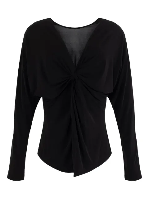 Semicouture blusa con detalle de nudo y cuello en V
