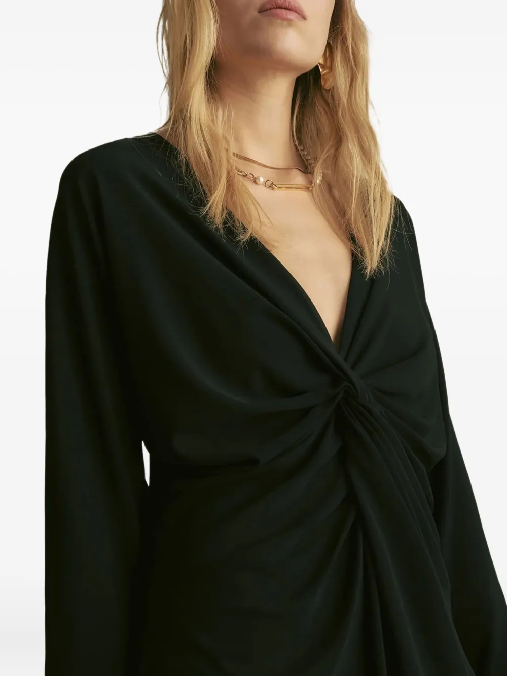 Semicouture Blouse met geknoopt detail en V-hals Zwart