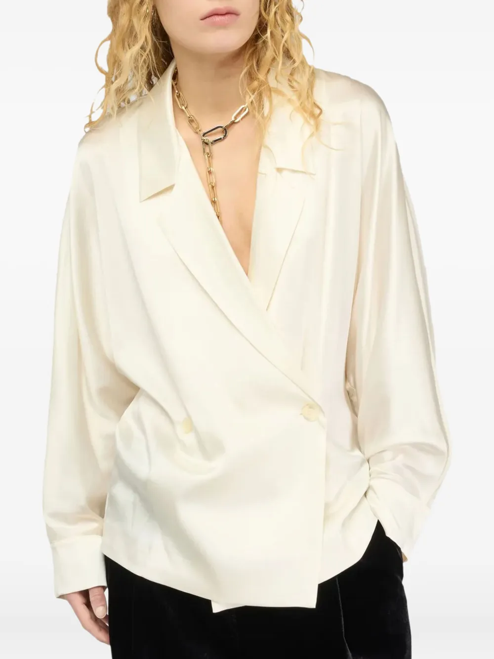Semicouture Double-breasted Long-sleeved Blazer In White