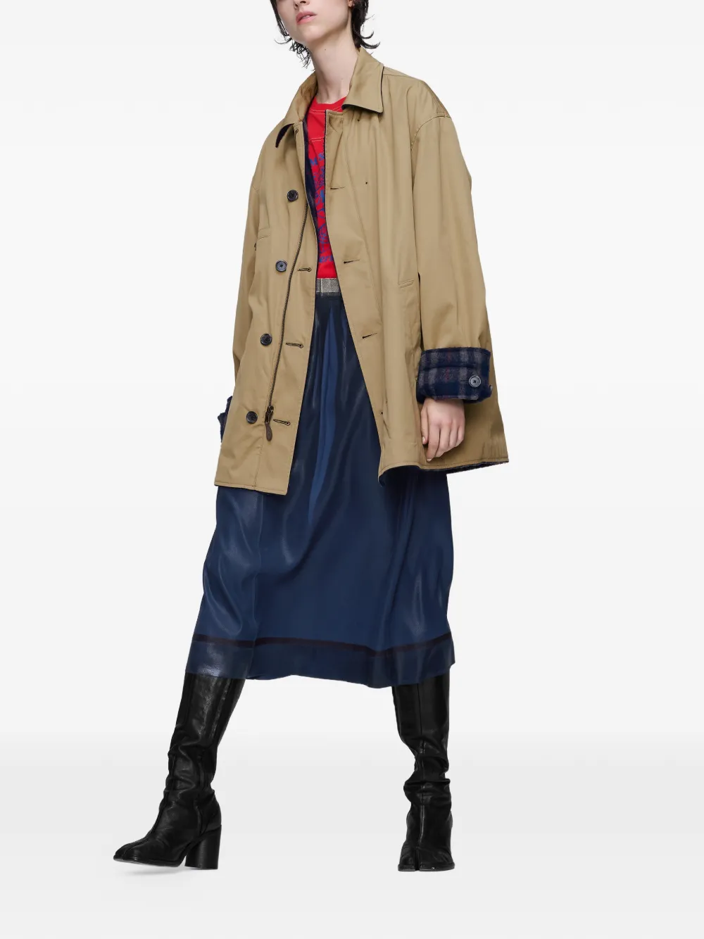 Maison Margiela Foil-treated Midi Skirt In Blue