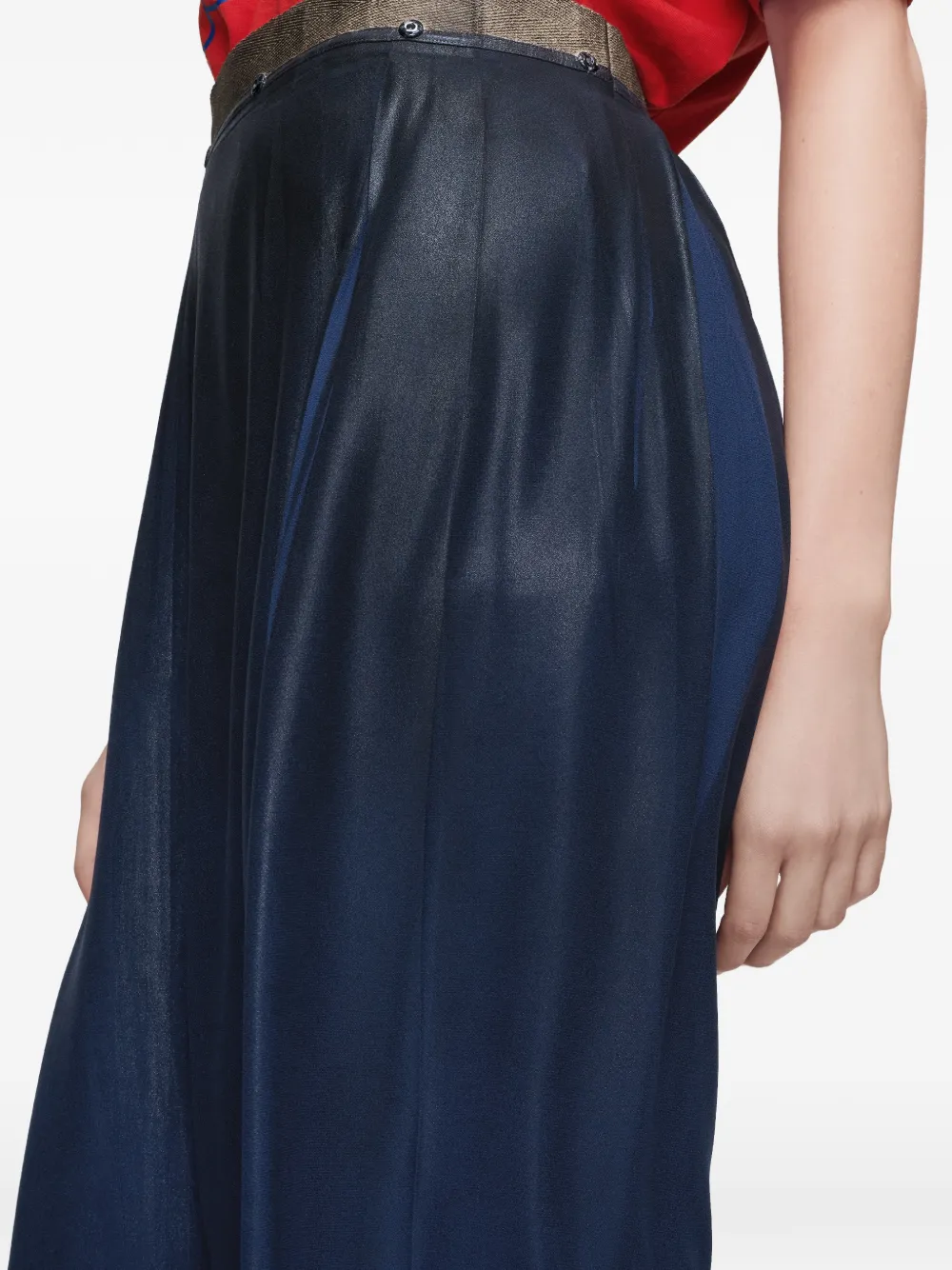 Maison Margiela Foil-treated Midi Skirt In Blue