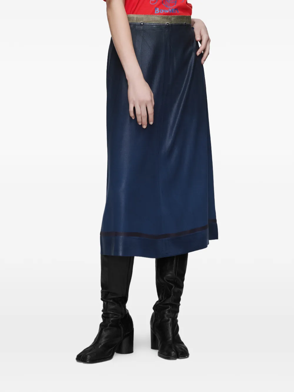 Maison Margiela Foil-treated Midi Skirt In Blue