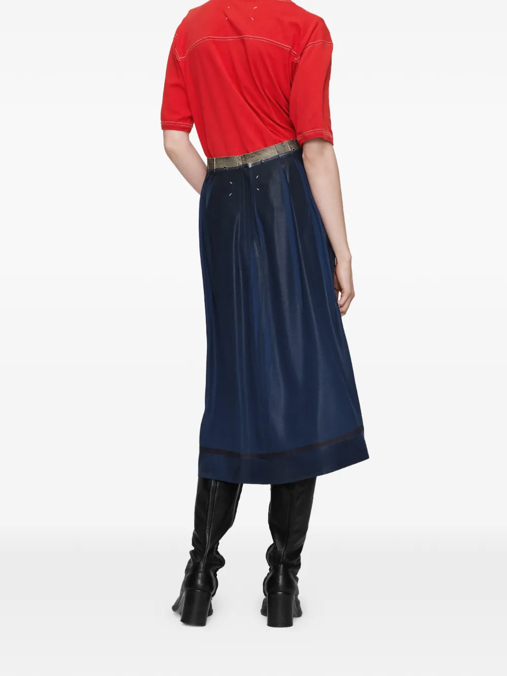 Maison Margiela Foil-treated Midi Skirt In Blue