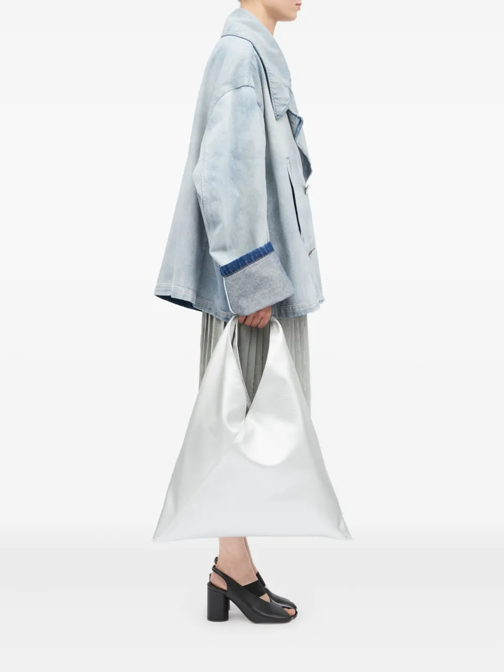MM6 Maison Margiela Japanese driehoekige shopper met omslag - Zilver