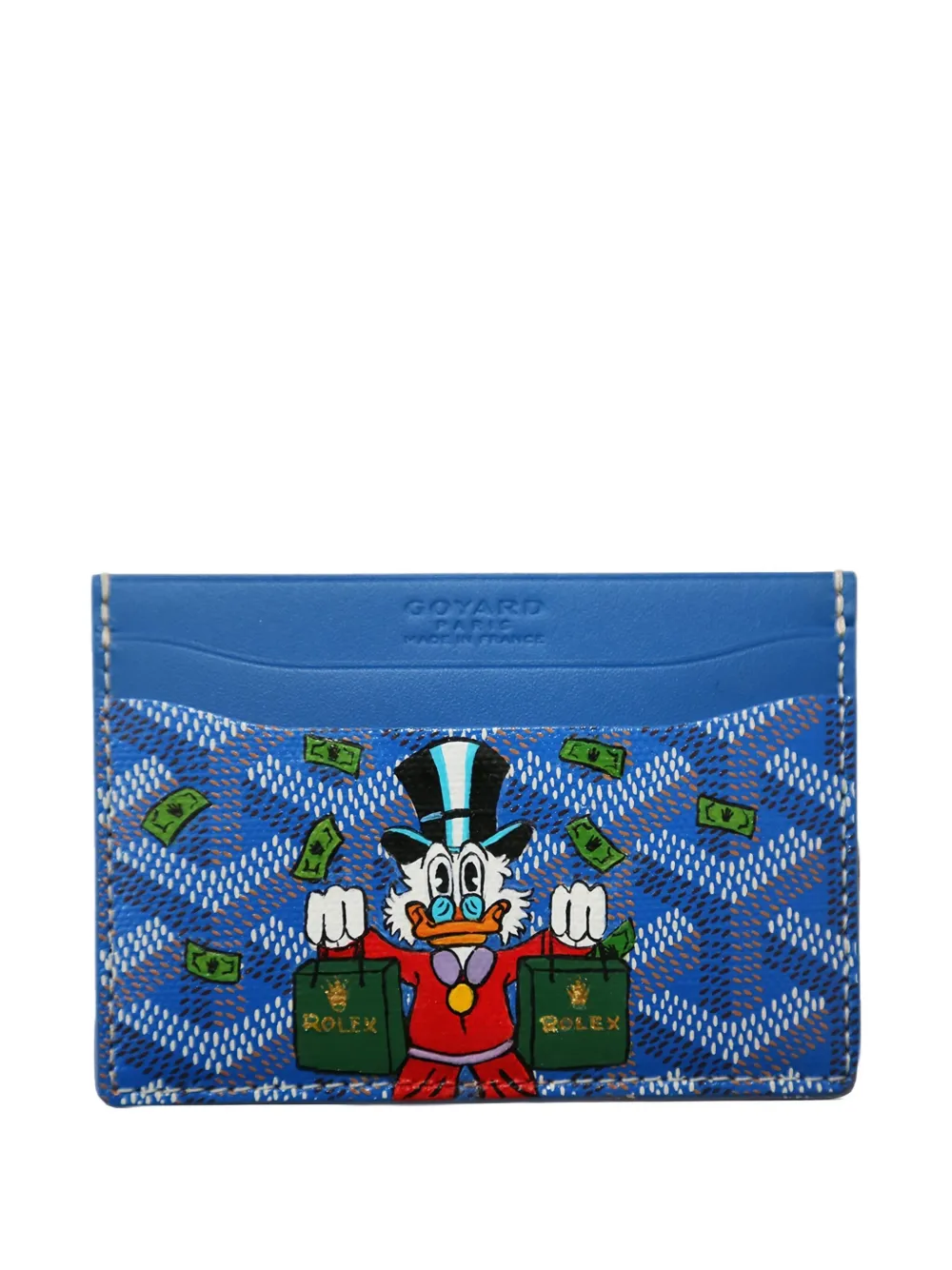 Pre-owned Goyard Customised Saint-sulpice Graphic Card Holder In Blue
