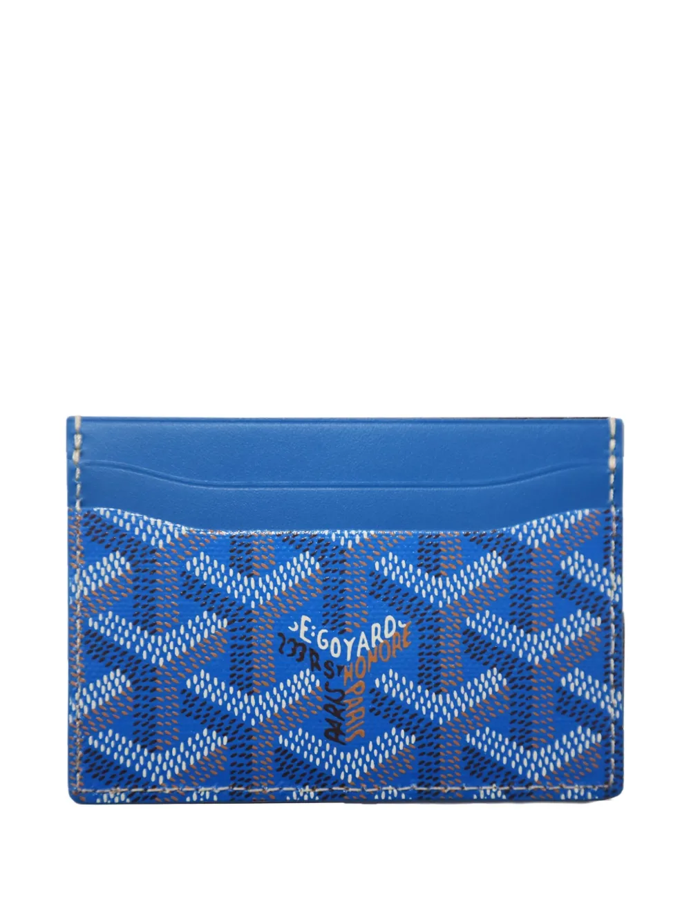 Pre-owned Goyard Customised Saint-sulpice Graphic Card Holder In Blue