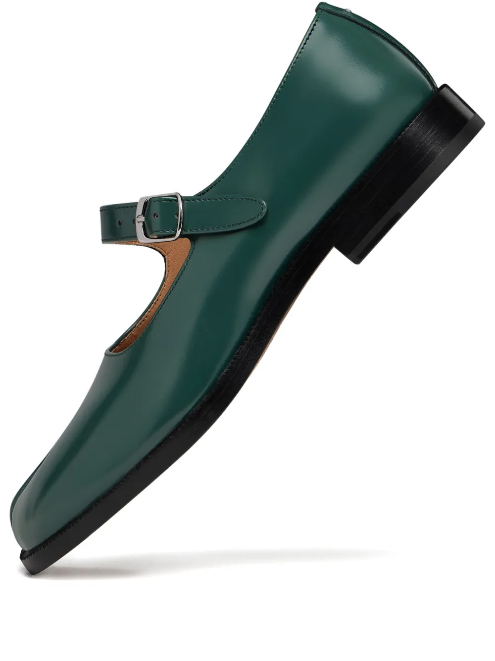 Maison Margiela Tabi Mary-jane Brushed Leather In Green