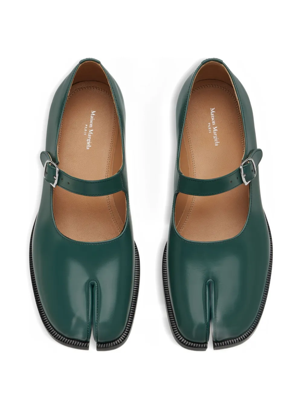 Maison Margiela Tabi Mary-jane Brushed Leather In Green