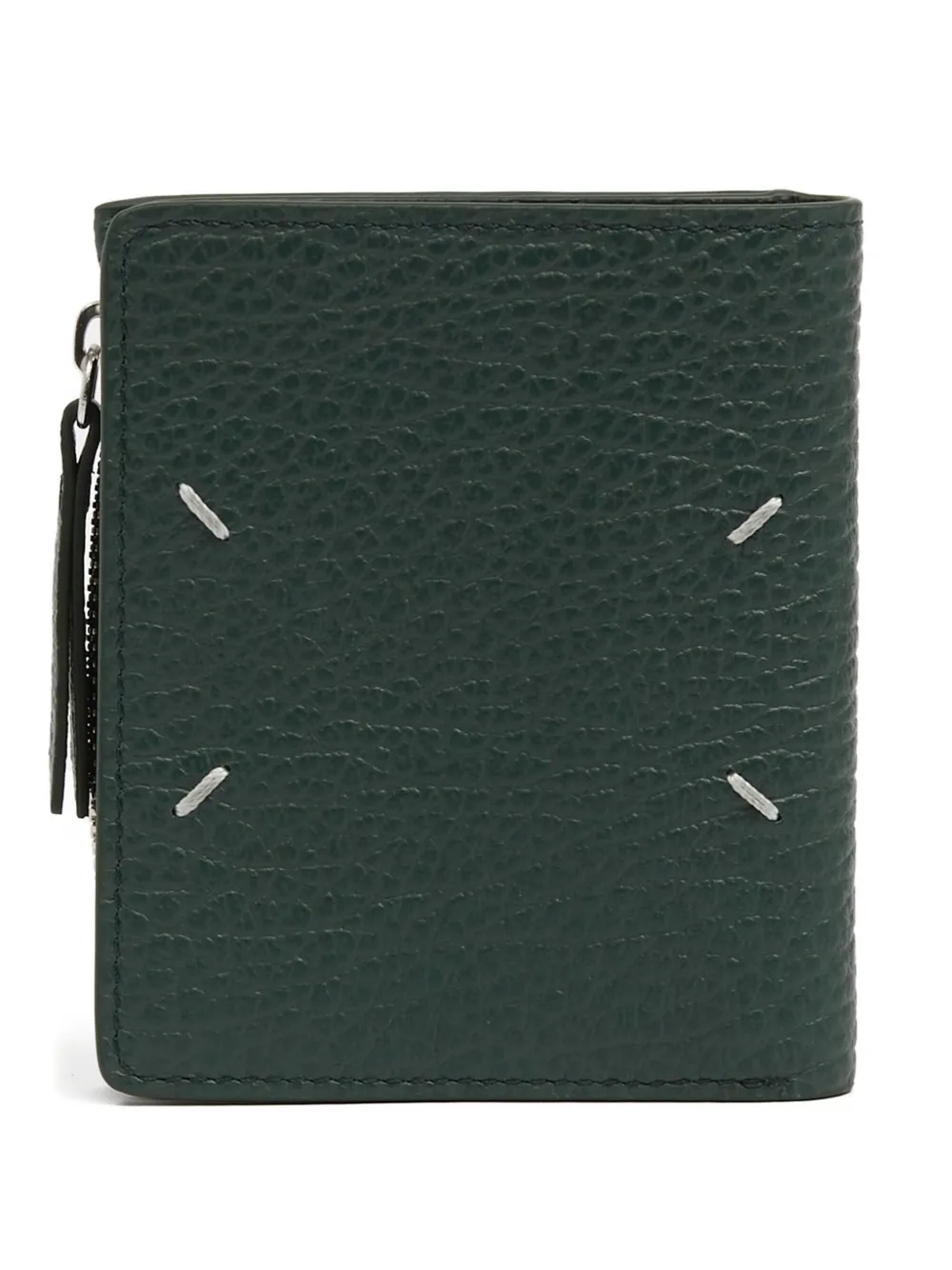 Maison Margiela Grainy Flap Wallet In Green