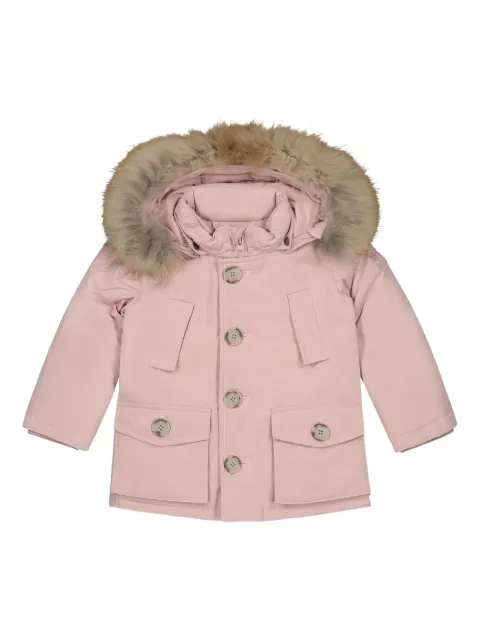 Woolrich Kids abrigo con capucha texturizaod