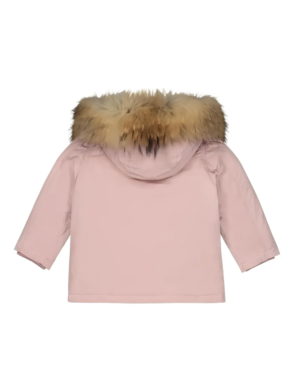Woolrich Hooded Faux Fur Coat In Pink
