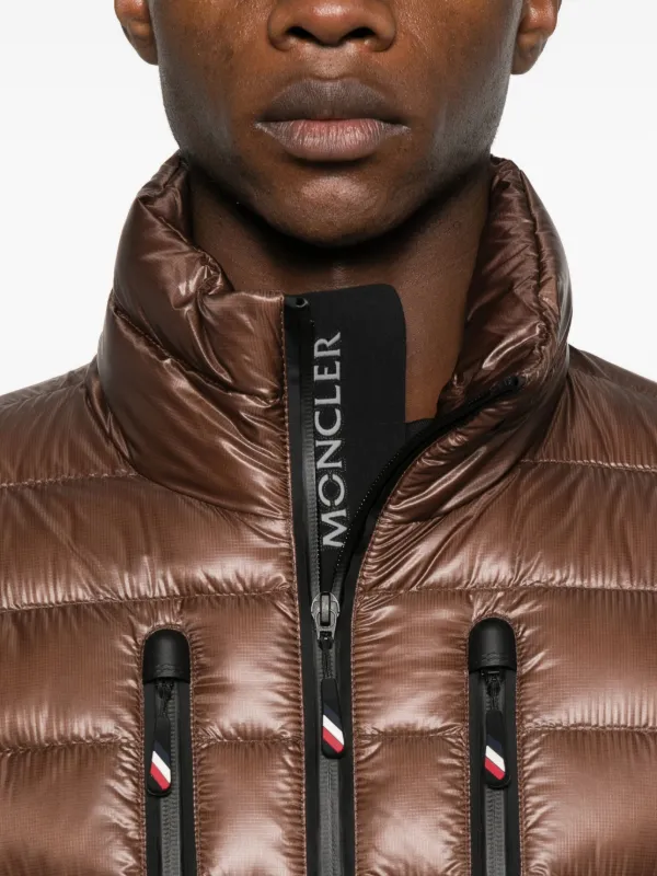 Moncler Grenoble Zip Quilted Jacket | Brown | FARFETCH