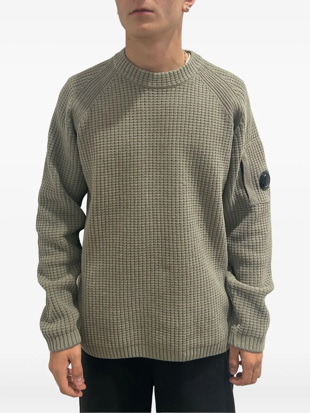 C.P. Company Lens-detail waffle-knit sweater | Knitted Sweaters | Image 2