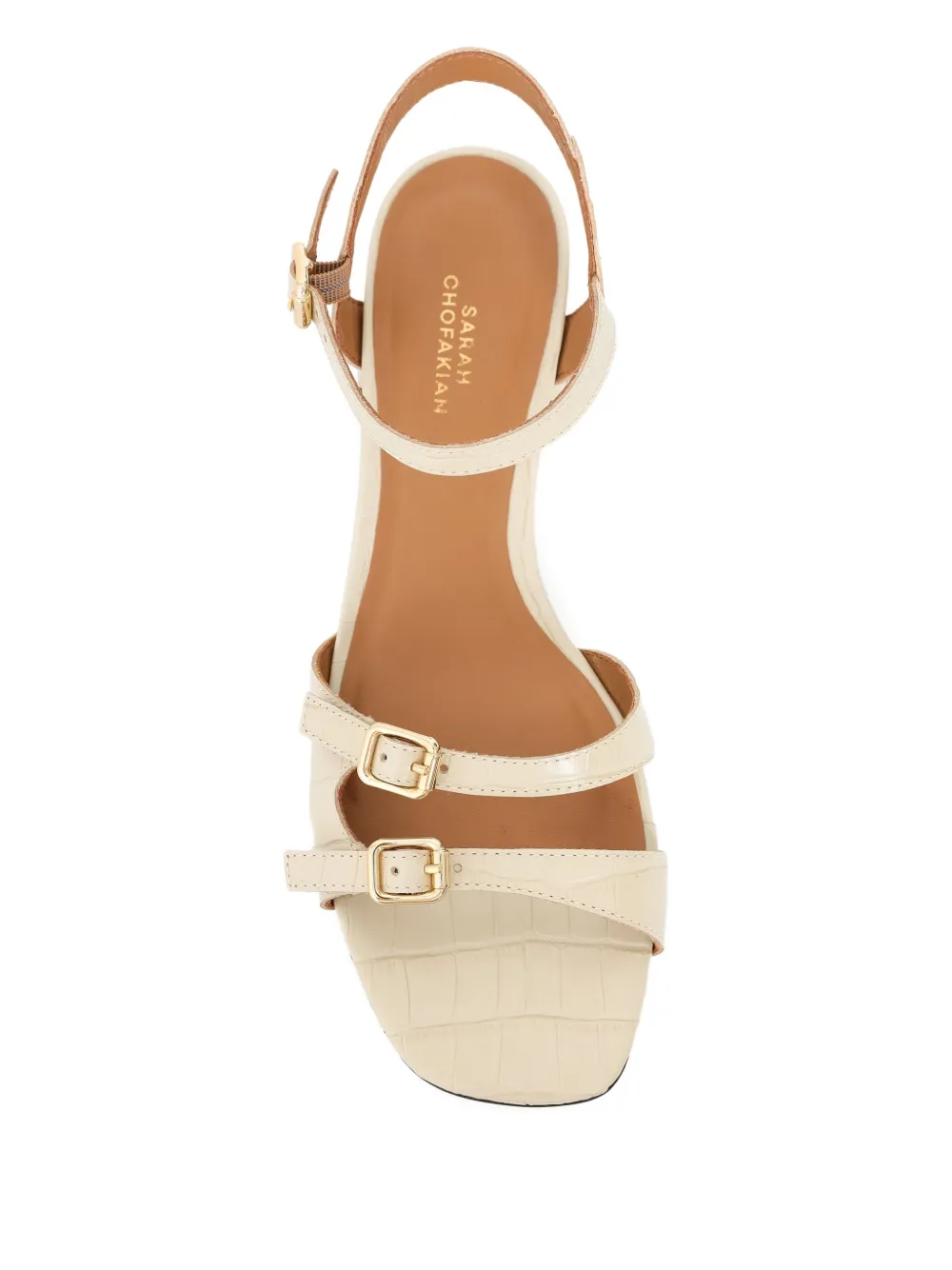 Sarah Chofakian 25mm French Press buckle sandals Beige