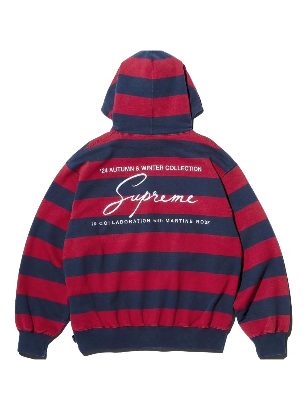 Supreme X Martine Rose® Striped-pattern Hoodie In Red