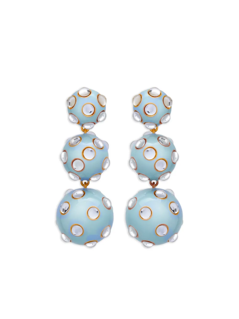 Oscar De La Renta Enamel Cabochon Drop Clip-on Earrings In Blue