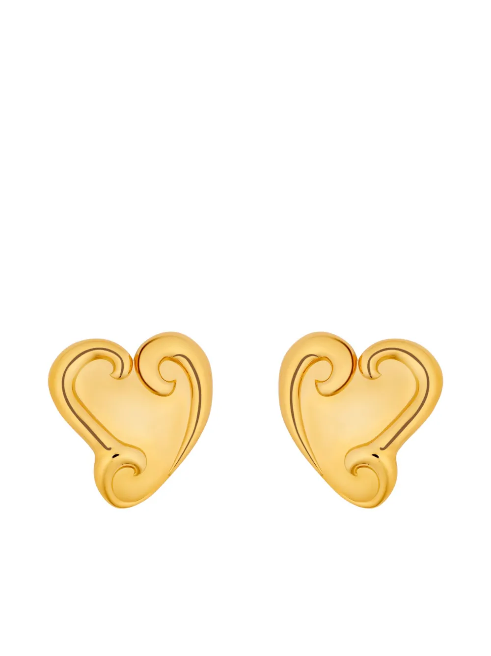 Oscar De La Renta Small Swirl Heart Stud Earrings In Gold