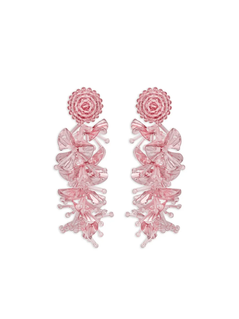 Oscar De La Renta Sequin Floral Earrings In Pink