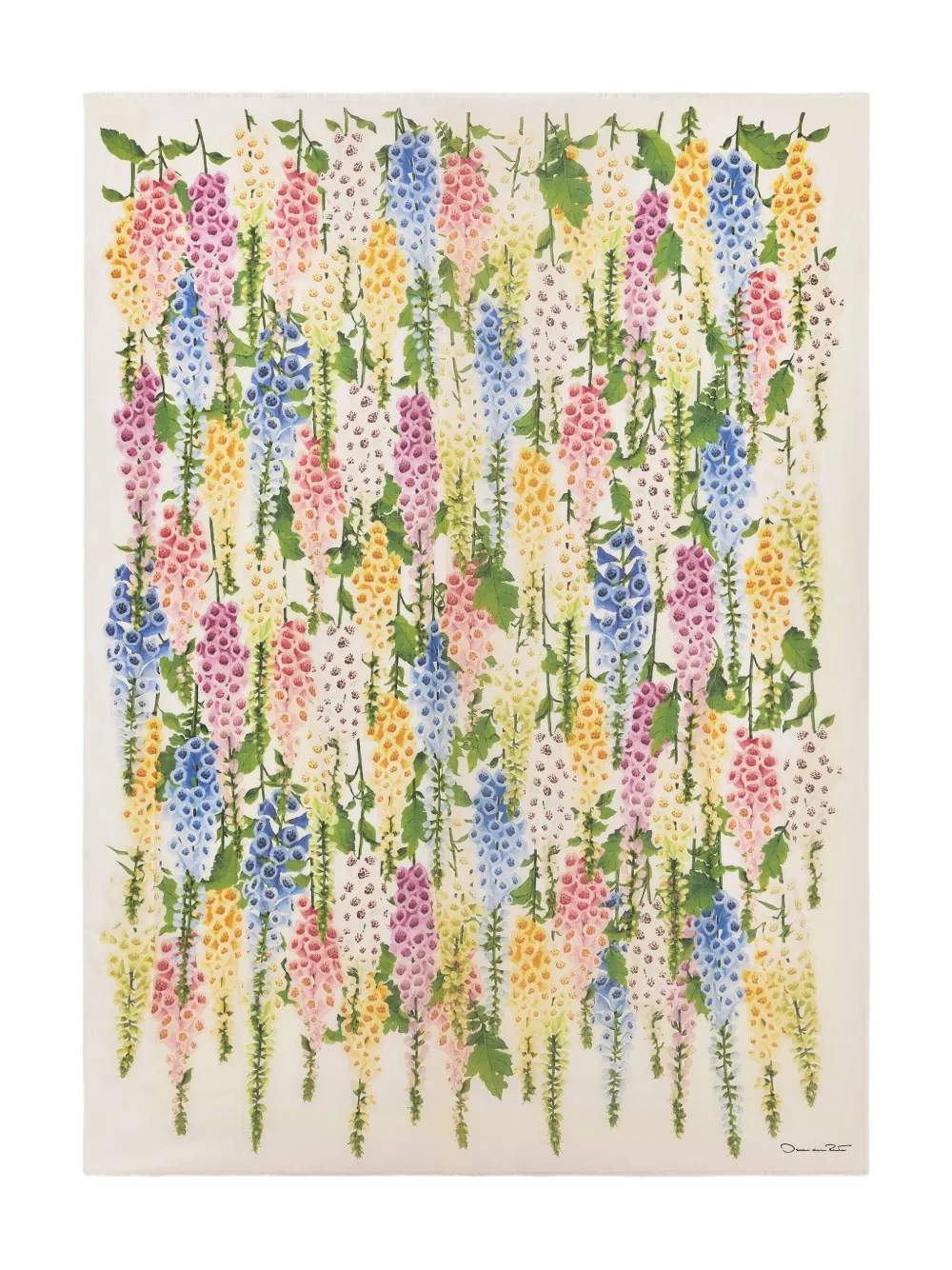 Oscar de la Renta Sjaal met bloemenprint - Beige