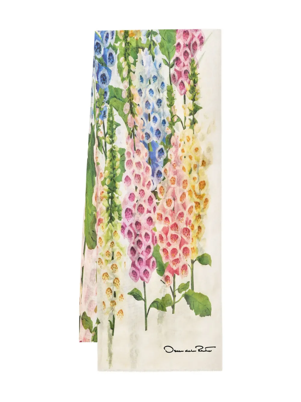 Oscar De La Renta Foxglove Cashmere-blend Scarf In Multi