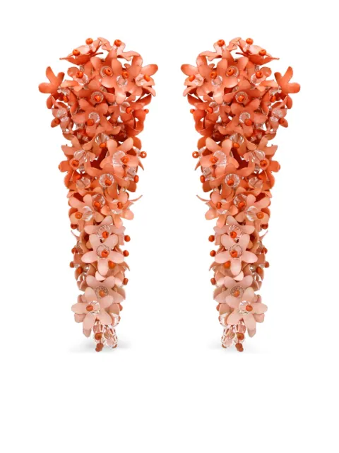 Oscar de la Renta cascading-florals clip-on earrings