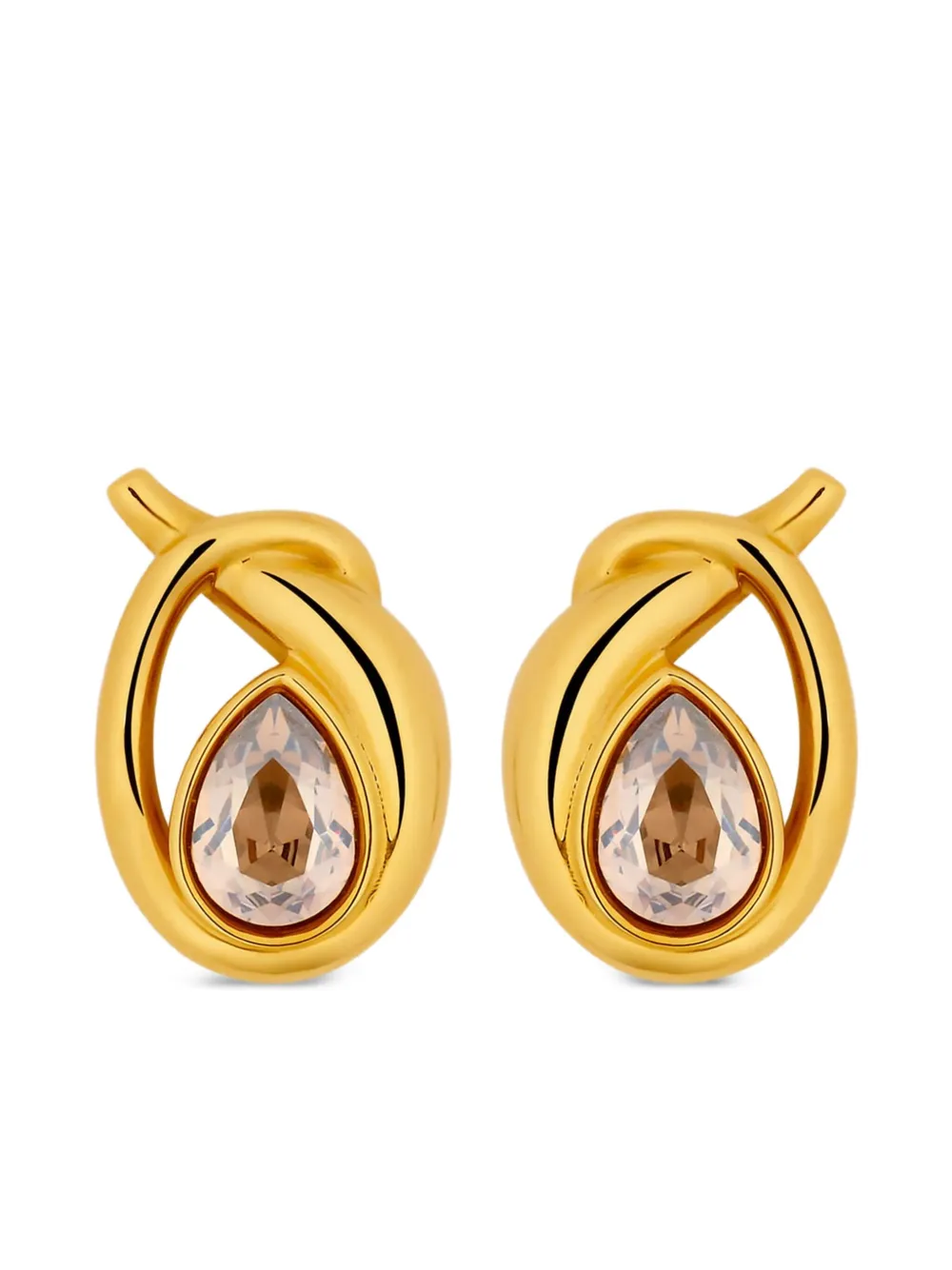 Oscar De La Renta Teardrop Stone Earrings In Gold