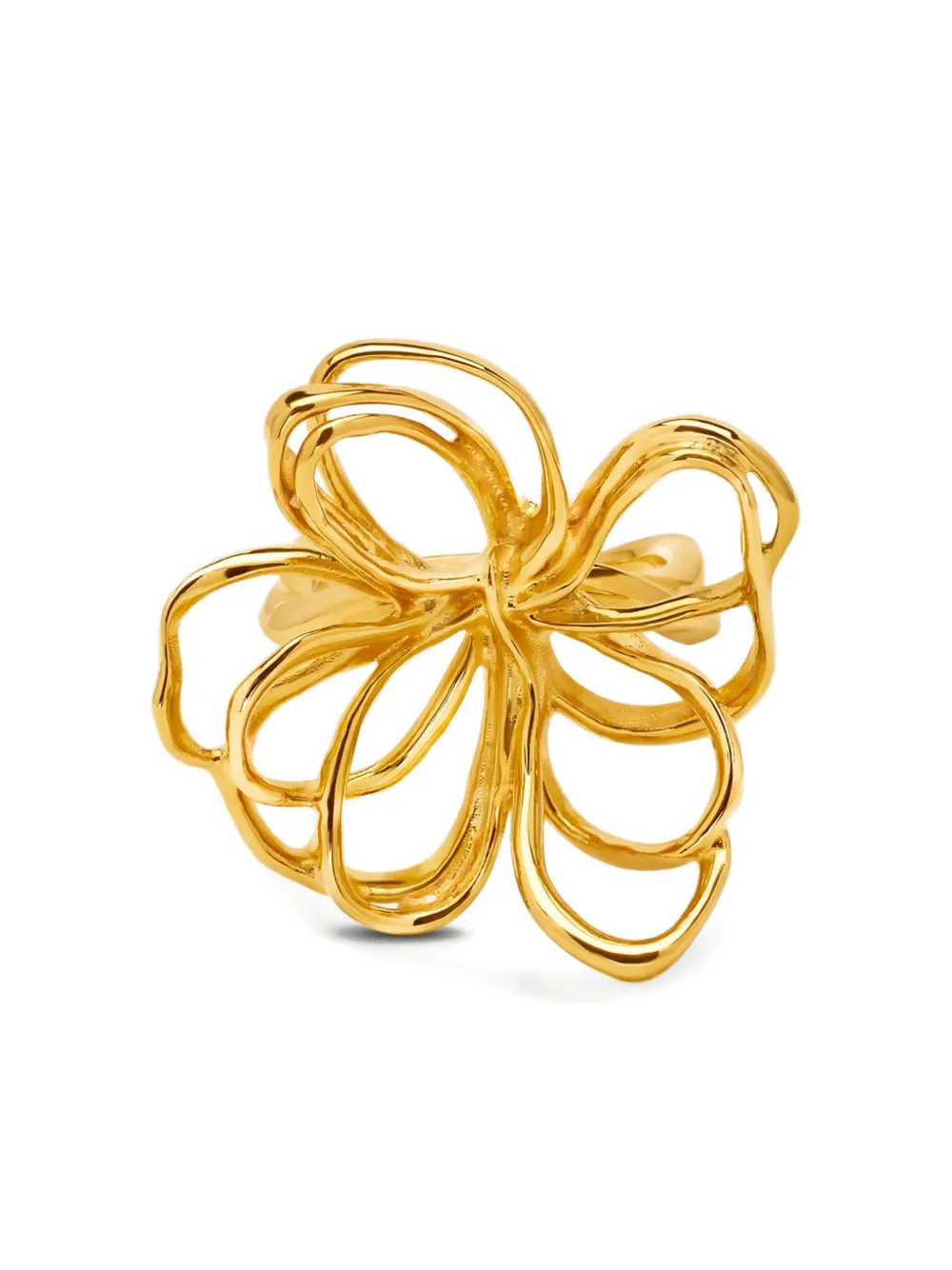 Oscar De La Renta Threaded-flower Ring In Gold