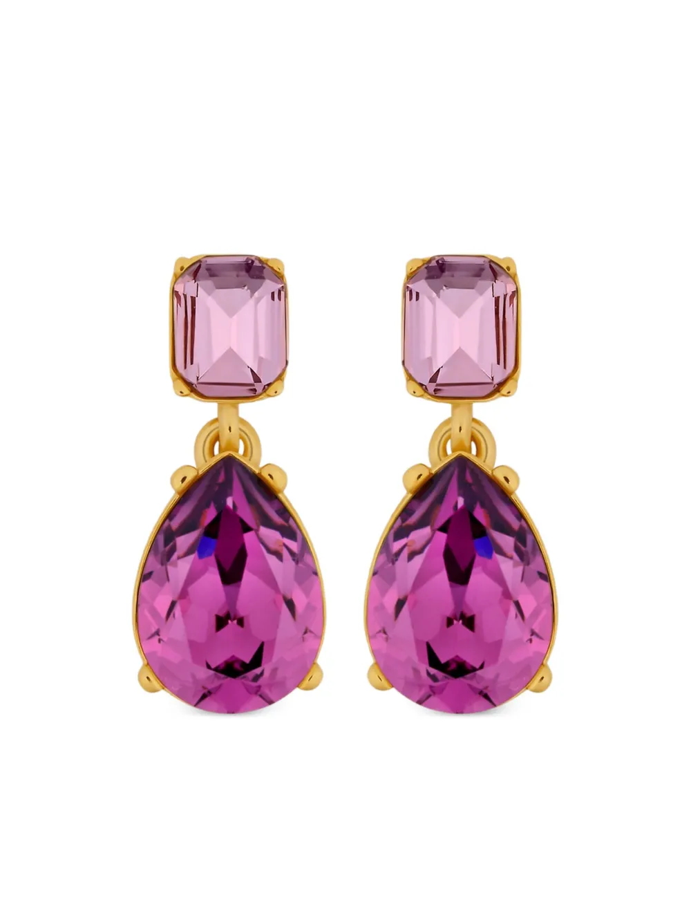Oscar De La Renta Square Teardrop Earrings In Pink