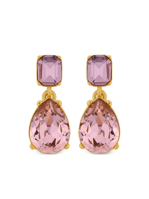 Oscar de la Renta aretes cuadrados con dije de lágrima