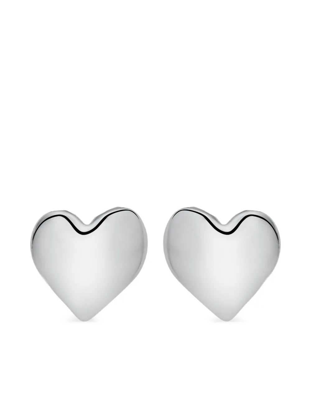 Oscar De La Renta Heart-shaped Stud Earrings In Silver