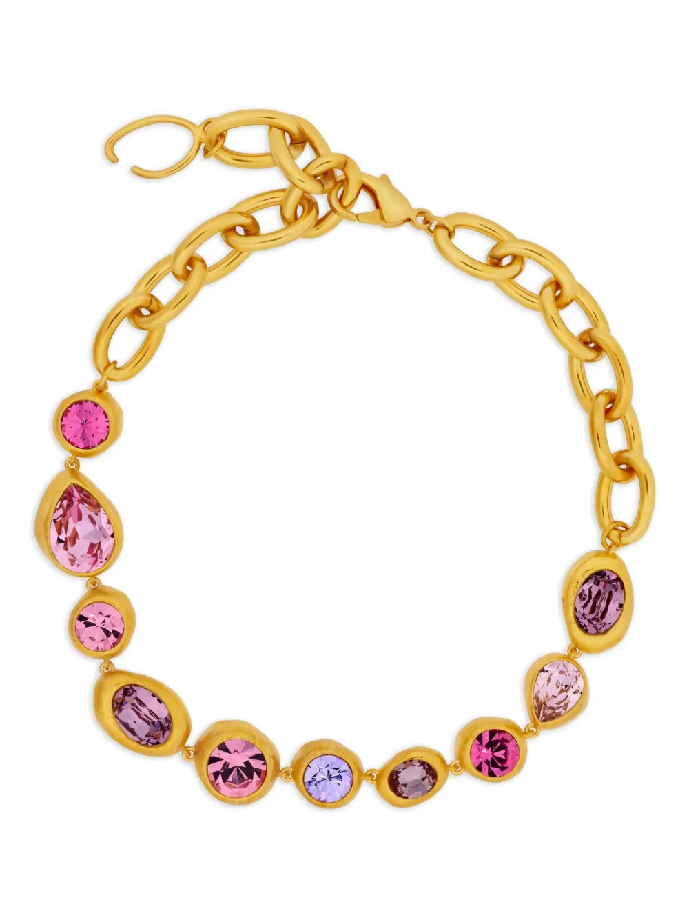Oscar De La Renta Crystal-embellished Chain-link Necklace In Gold