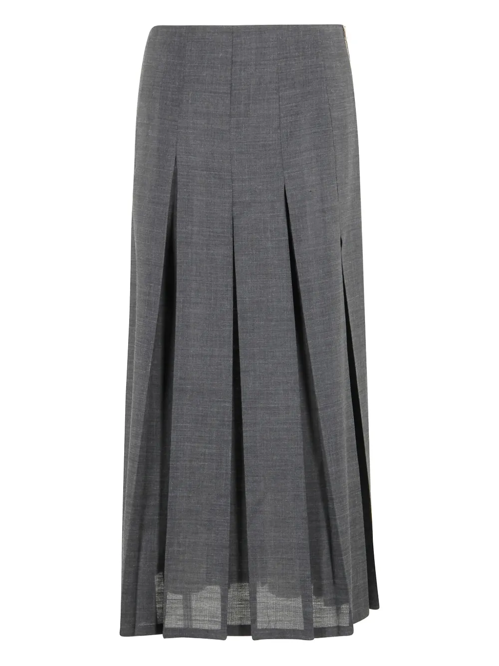 Alysi Mid-length Pleated Skirt With Raw Cut Hem In Gray
