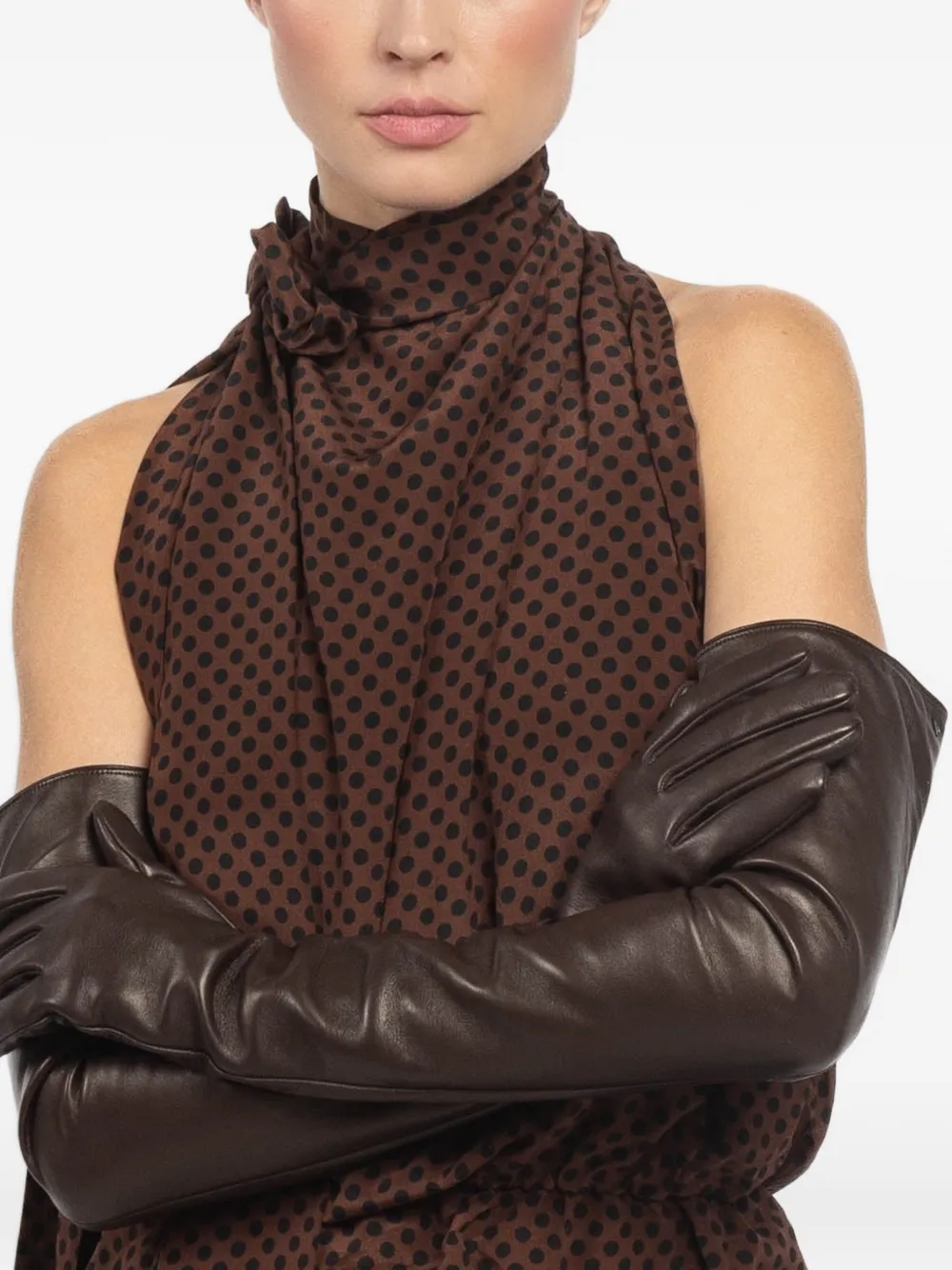  Petar Petrov Opera Long Gloves - Brown 