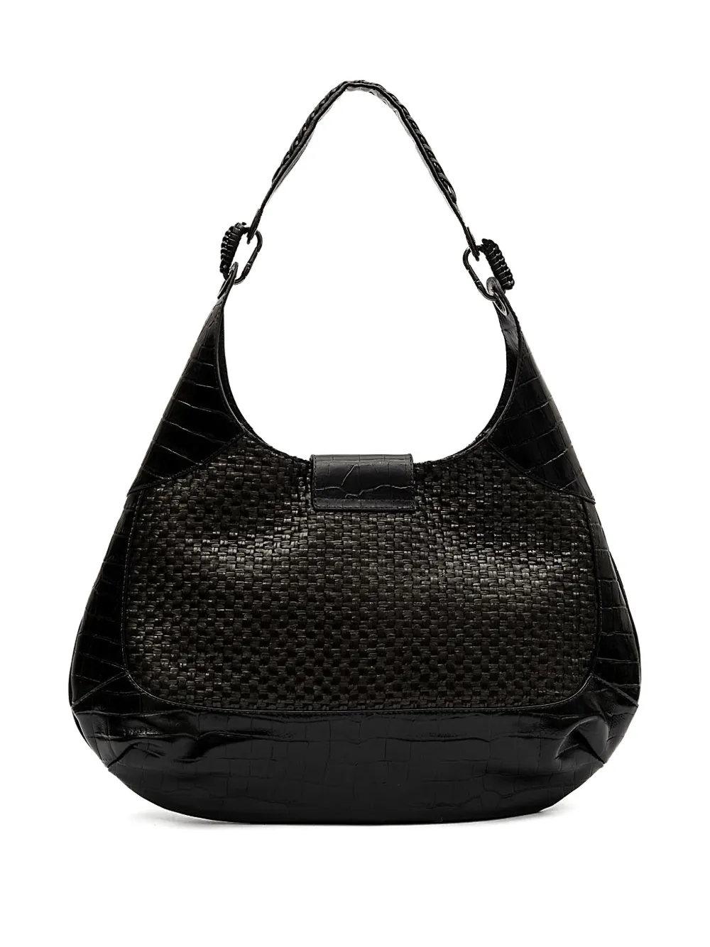 &isla Moon Woven Embossed Shoulder Bag In Black