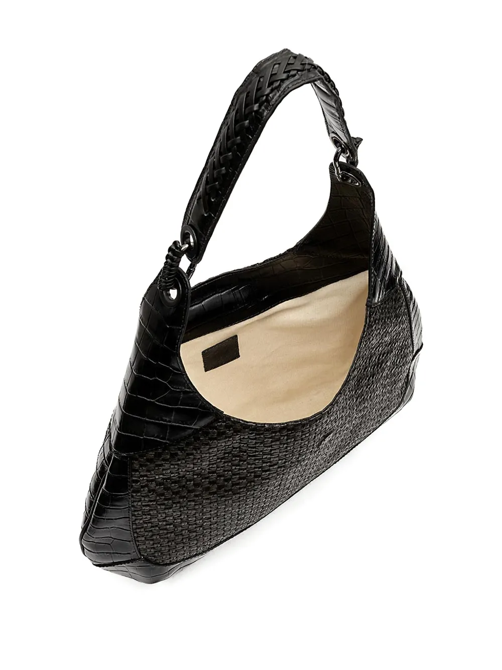 &isla Moon Woven Embossed Shoulder Bag In Black