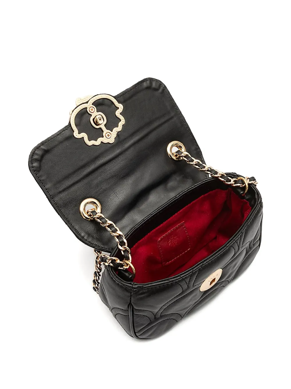&isla Quilted Appliqué Chain Shoulder Bag In Black
