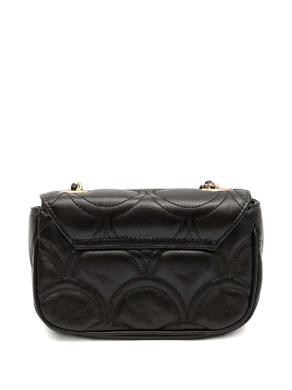 Isla quilted appliqué chain shoulder bag - Zwart