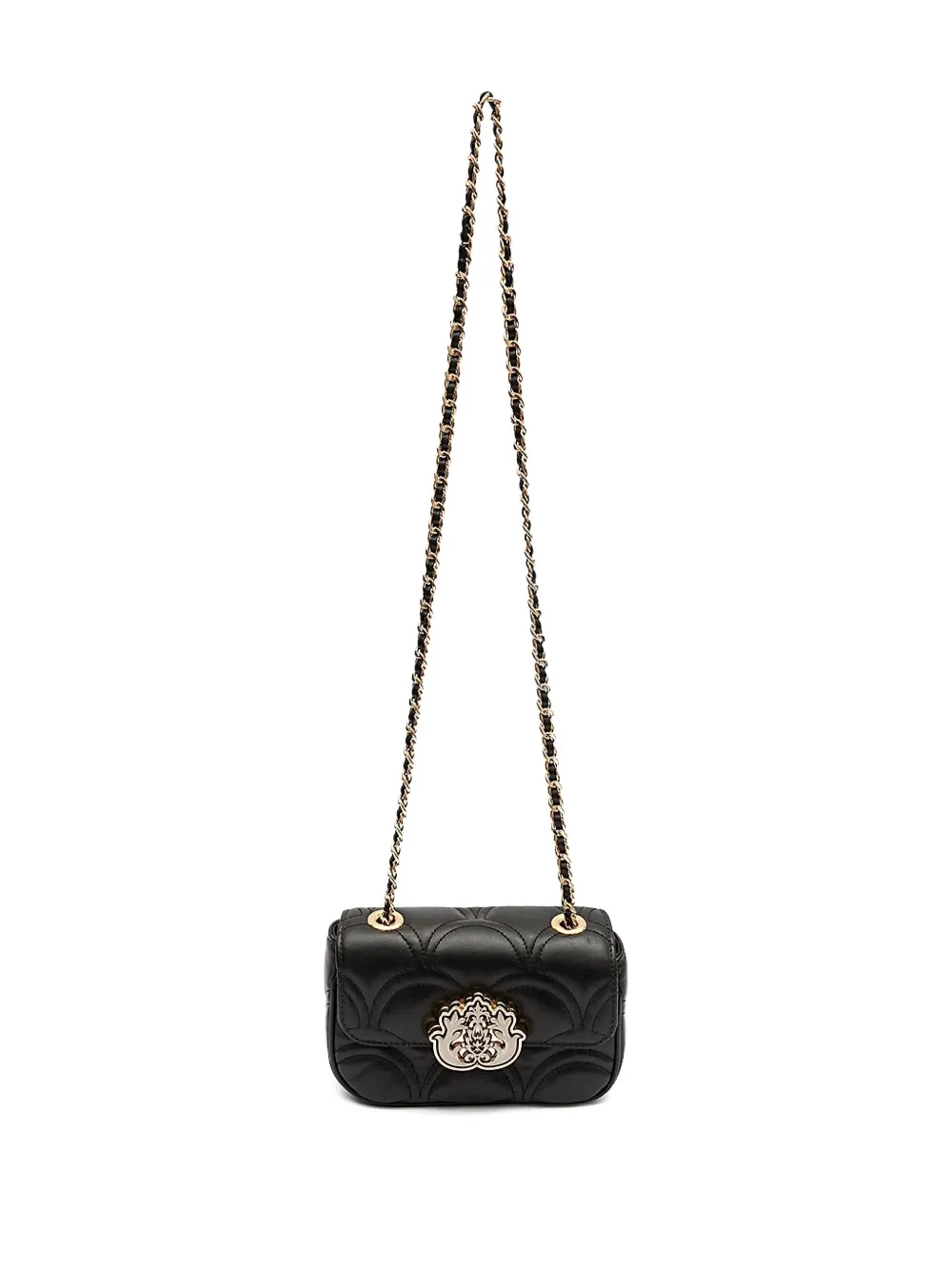 &isla Quilted Appliqué Chain Shoulder Bag In Black
