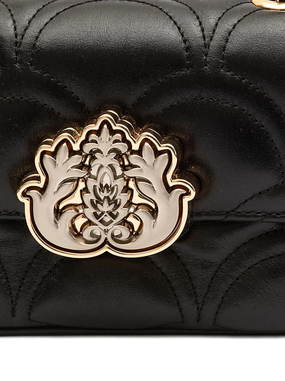 &isla Quilted Appliqué Chain Shoulder Bag In Black