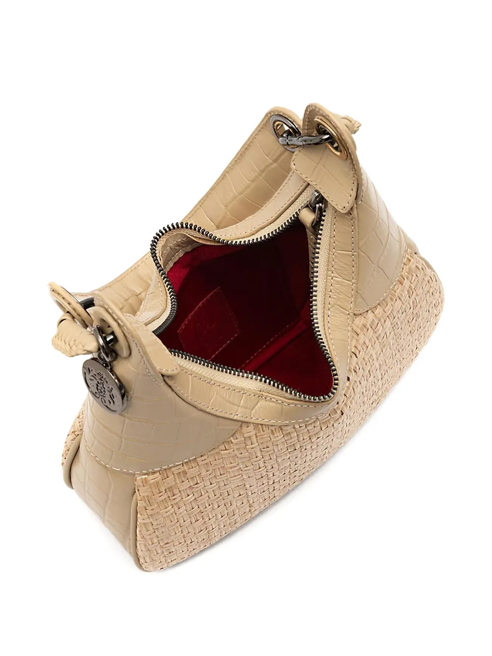 &isla Woven Embossed Shoulder Bag In Neutral