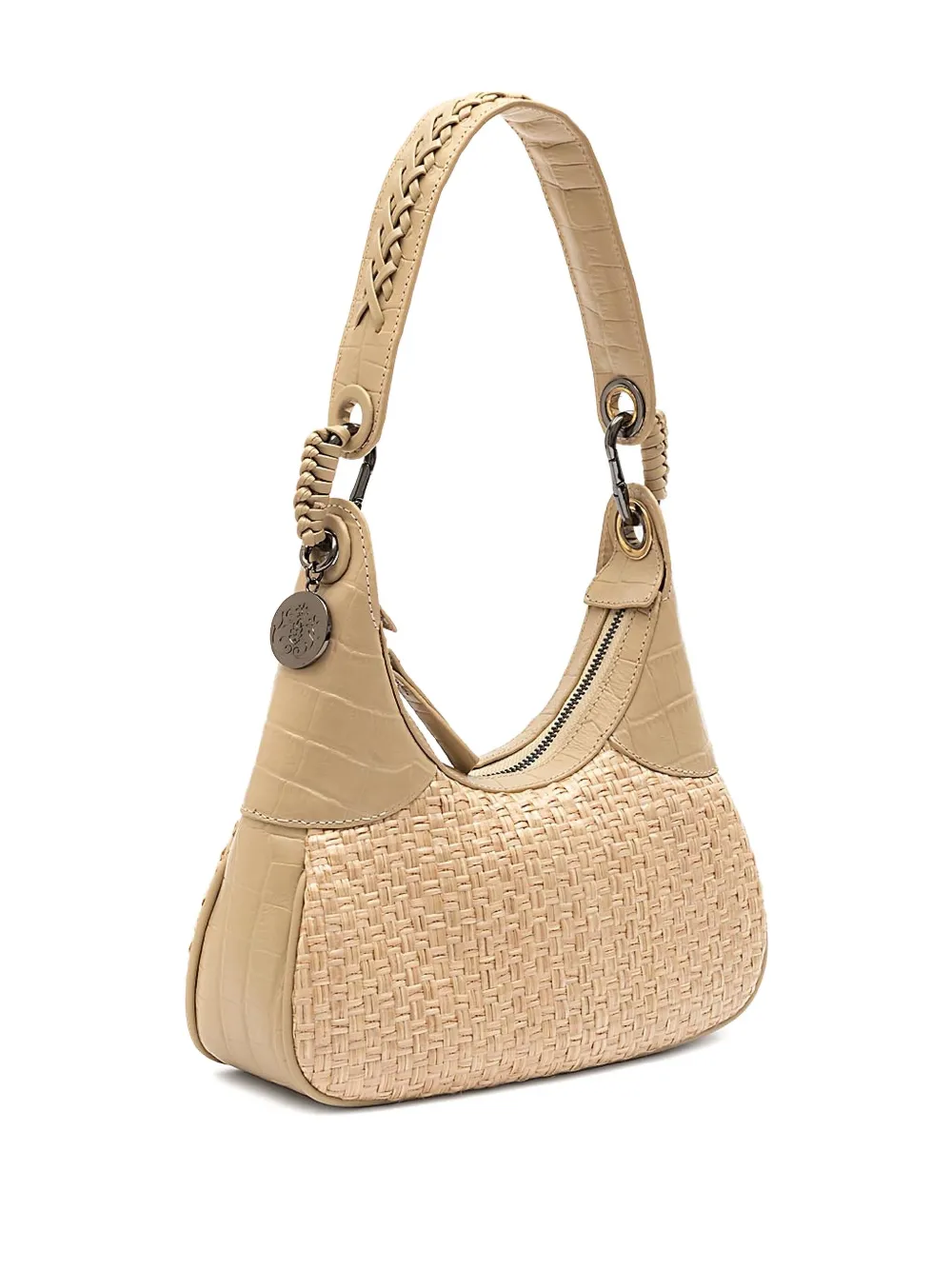 &isla Woven Embossed Shoulder Bag In Neutral